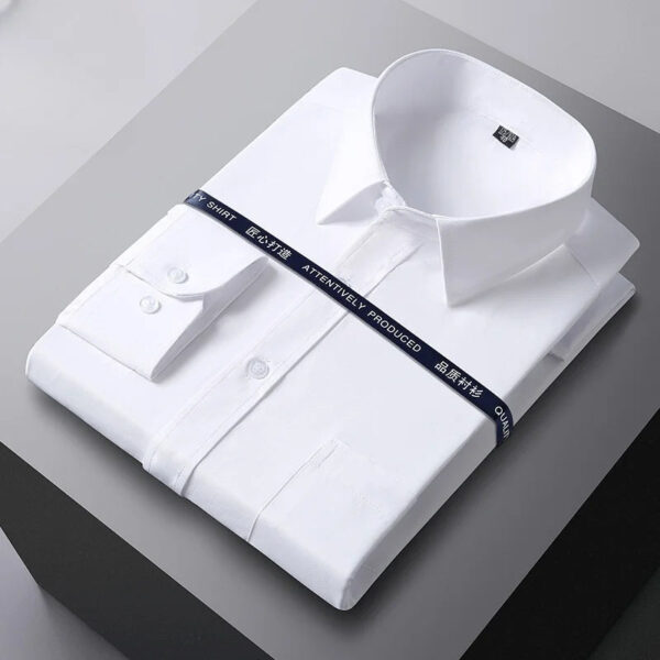 S550ea2b69ea843a7b4f09898da0538301.jpg Men Formal Shirt Long Sleeve Office Solid Color Anti-Wrinkle Fashion Business Pocket White Social Pocket Shirts 5XL 6XL 7XL