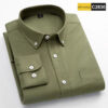S55497a99c68f48b38f177db7ad95f79f8.jpg New in shirt 100%cotton long-sleeve shirts for men fashion Casual plain shirt solid color Oxford single pocket top white clothes