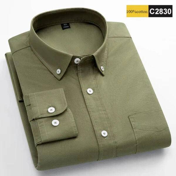 S55497a99c68f48b38f177db7ad95f79f8.jpg New in shirt 100%cotton long-sleeve shirts for men fashion Casual plain shirt solid color Oxford single pocket top white clothes