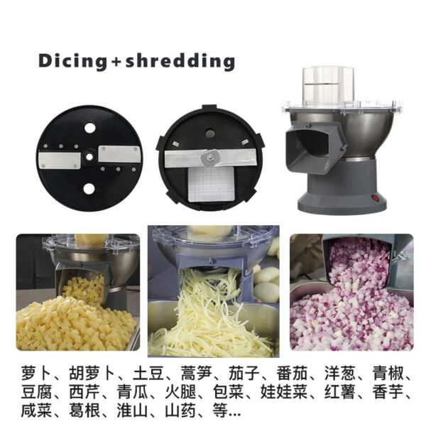 S555aa26eb6354be3b0d49edaa56224a41.jpg 110V/220VMultifunctional Vegetable Carrot Potato Dicing Machine Cutter Slicer Commercial Dicing Machine Small Electric Slicer