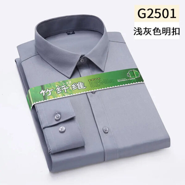 S559b5dc1dc694fe69946ad44e1e2e637t.jpg Hidden Placket Shirt Bamboo Fiber Micro Elasticity Casual Shirts Men Long Sleeve Slim Fit Easy Care Business Anti-wrinkle 6XL