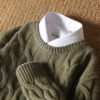 S55c2154958994946b3a265f239285902m.jpg Autumn Winter Thickened Cashmere Sweater 100% Merino Wool Men's Top O-Neck Twisted Pullover Knitted Loose Long Sleeve Sweater