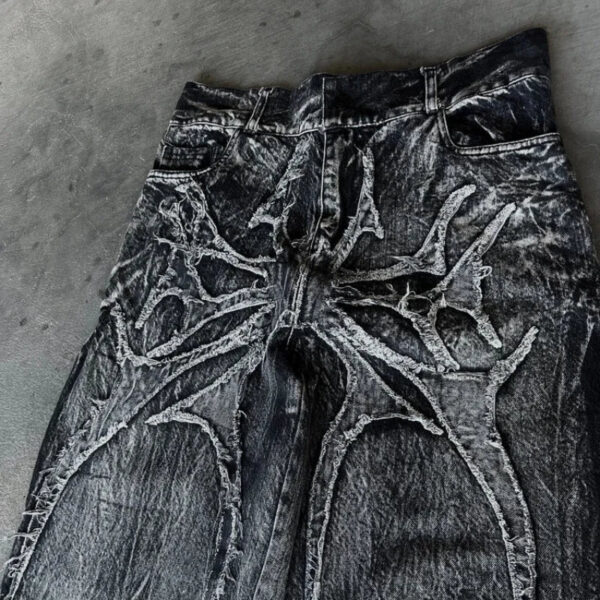 S55d67cb1c9c343fa916f9b3b3427c797Y.jpg Gothic Retro Oversized Baggy Fit Unisex Mopping Pants Y2K Phantom Jeans High Street Spider Embroidered Patch Hip Hop Streetwear