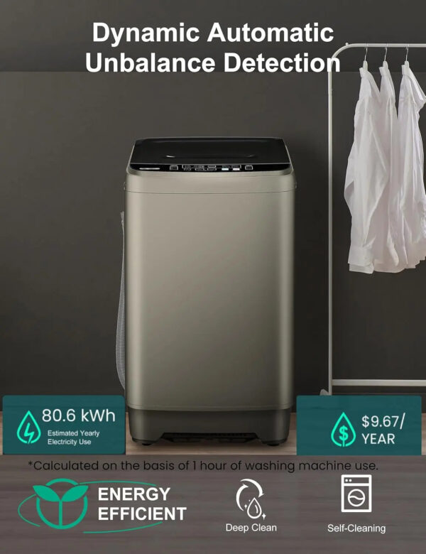 S564ecaa2fe2b4642b6a6f8fb600c2767D.jpg Save Energy Full Automatic Glod Washing Machine with LED Display 17.7 lbs Portable Washer Drain Pump 10 Programs&8 Water Levels