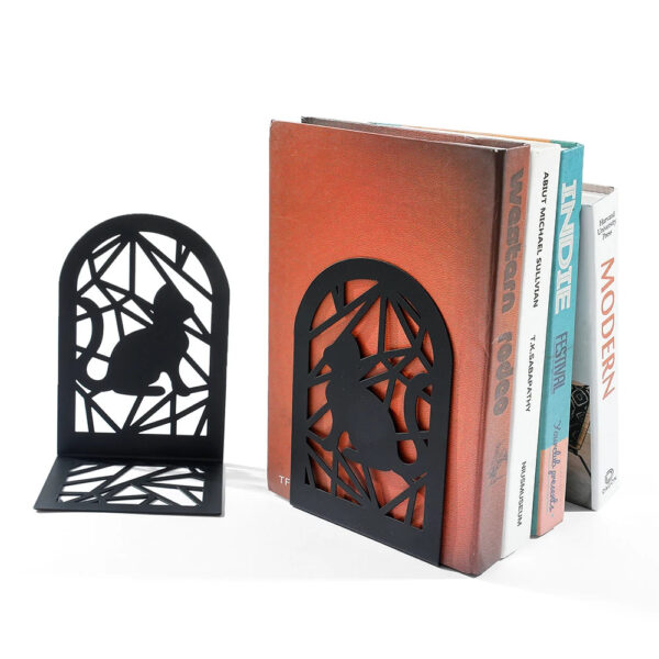 Black Cat Book Ends Bring Heavy Duty Metal Bookends Office Desktop Home for Book Lovers Office supplies Book rack