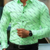Men's shirt fashion geometric line print long sleeve shirt business office casual slim versatile daily outdoor commuting top