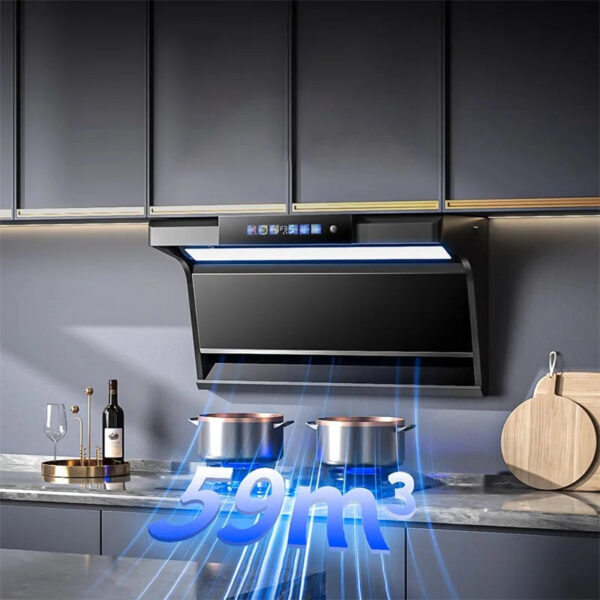 S569036f71727406b9ca8fee95dba2375D.jpg Household Range Hood for Kitchen Large Suction Range Hood Top Side Double Suction Exhaust Fan Small Kitchen Smoke Extractor