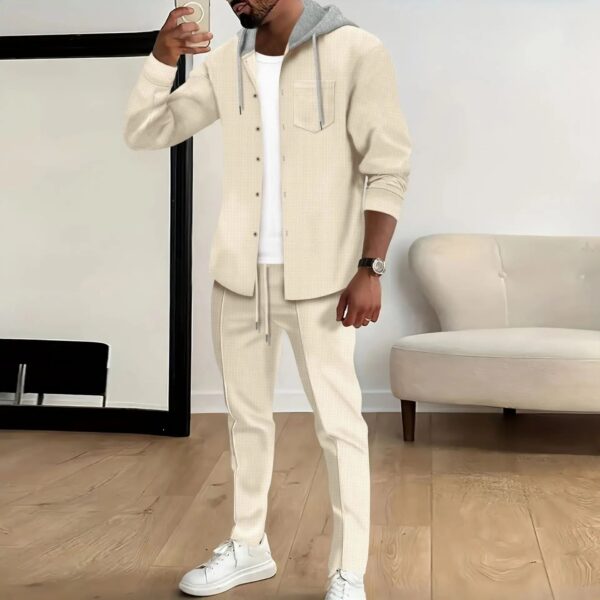 S5695513e88c141eba92c501ed7910aeeo.jpg Spring and autumn new Waffle men's casual slim-fit hooded long-sleeved cardigan matching color fashion high quality tracksuit pa