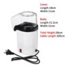 S580190963fea4c4992933e6c6a010a09J.jpg Automatic Oil free Hot Air Popcorn Machine Family Party Air Popper 2-4min Quick Pop Healthy Low fat Popcorn Maker