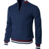 S582e2ec540e3414ea598c59b1af7dab5e.jpg Thickened version2025 Autumn and Winter Men's Quarter-Zip Sweater Pure Cotton Mock Neck Knit Long Sleeve Pullover Sweater 560G