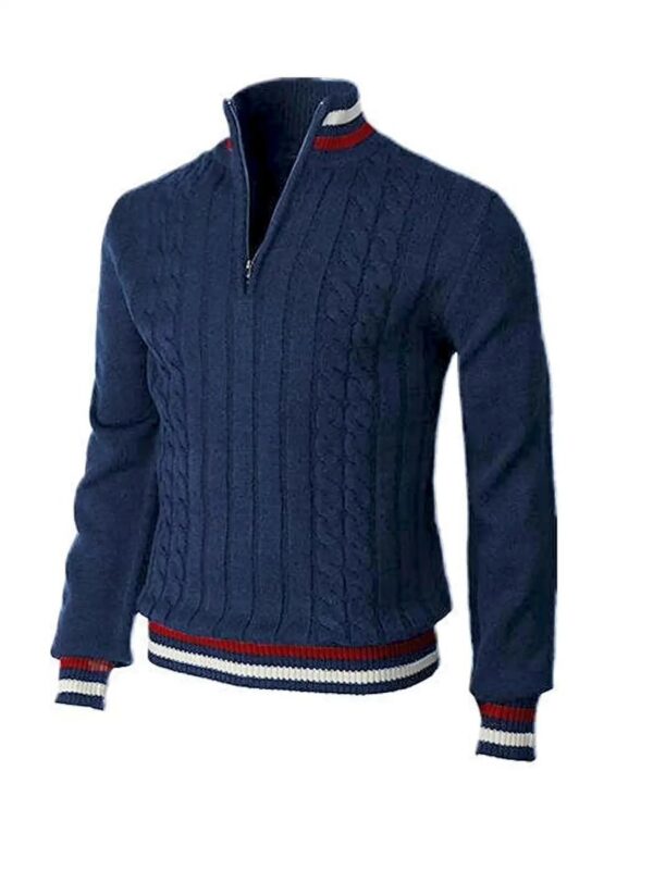 S582e2ec540e3414ea598c59b1af7dab5e.jpg Thickened version2025 Autumn and Winter Men's Quarter-Zip Sweater Pure Cotton Mock Neck Knit Long Sleeve Pullover Sweater 560G