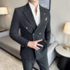 S588cded483c0492e83ddd0d9272fb1a1h.jpg (Jacket+Pants)Luxury Checkered Double Breasted Suit 2 Pieces Fashion Business Slim Fit Social Formal Suit Evening Dress 5XL-M