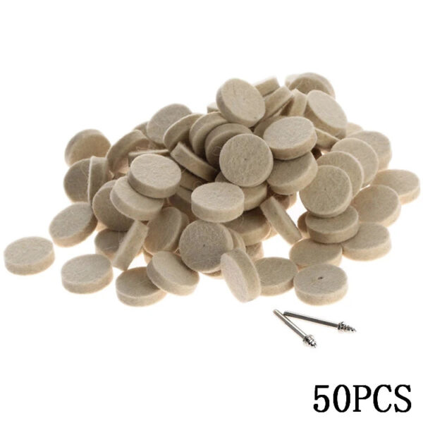S5893bb3955844d8d892c4d2bd7b00923I.jpg 50Pcs 25mm Wool Felt Polishing Buffing Wheel Grinding Polishing Pad+2Pcs 3.2 mm Shanks for Dremel Accessories Rotary Tool