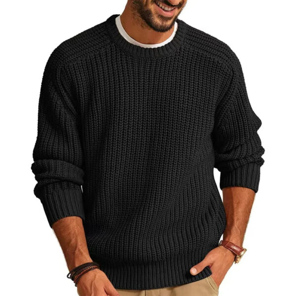 S59edd9dbcd1a4f0ea61610556b3fa14eA.jpg Fashion Autumn Winter New Men's Sweater Long Sleeve Round Neck Casual Men Knitted Jacquard Pullover Solid Tshirt Man Tops