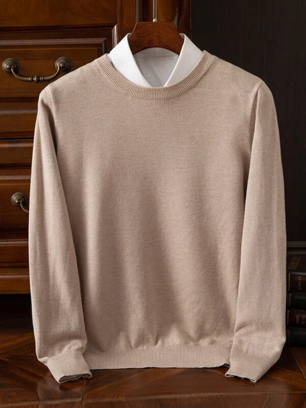 S5a9fc4ebb05f4c78a9124766845d9d33Z.jpg Choice Men's Wool Sweater Autumn Winter New Round Neck Pullover Loose Solid Color Bottoming Shirt Long Sleeve Smart Casual Tops