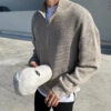 S5aa4b7be6274439396fe1444b3f81a192.jpg American Fashion Brand Design Korean Style Stand Collar Half Zipper Sweater Men's Temperament Versatile Knitted Sweater