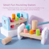 S5aa6ce8706264a7d82a9377d7e22b22bq.jpg Wooden Colorful Pounding Toy Features assorted colorful pegs and a wooden hammer Kids have a blast hammering away