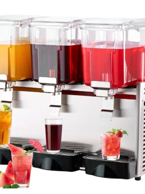 SucceBuy 2 3 Tanks Commercial Beverage Dispenser Ice Tea Drink Machine 304 Stainless Steel Juice Dispenser for Restaurant Hotel