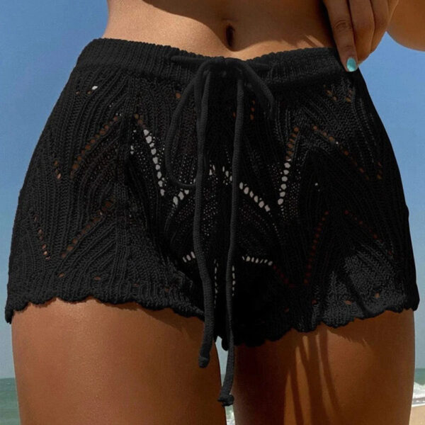 S5b43771265104a2a9c46b107c74edaf1n.jpg Womens Beach Shorts Hollow Out Knitted Lace Drawstring Elastic Waist Soft Breathable Loose High Waist Summer Bikini Shorts