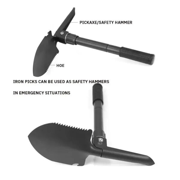 1PC Engineer Shovel Military Shovel with Compass Outdoor Multifunctional Folding Military Shovels Vehicle Camping Fishing Spades