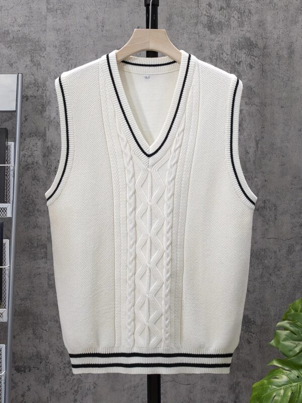 S5b50046a67d94214b9f9406a8ce53581l.jpg ShiSho original men's striped versatile home casual basic comfortable autumn & winter warm V-neck knitted sweater vest