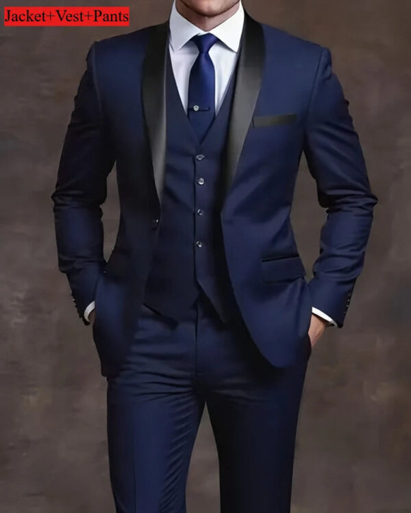 S5b77fb9b6e61403aae1e7774bf2c17f1f.jpg Elegant Men's Suit Sets- Slim Fit Tuxedo Set for Weddings & Formal Occasions, Black Suit