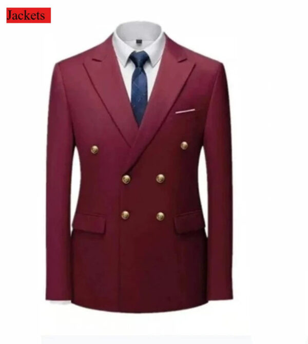 Men Double Breasted Suit Black Slim Fit High Quality Wedding Costume Party Prom Gold Button Male Suits