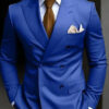 High Quality Brown Men's Suits Double Breasted Bespoke Double Breasted Peaked Lapel Formal Blazer Slim Fit 2 Piece Jacket Pants