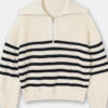 S5c7d5264ea97437e8acf5659e26f546e5.jpg Women's Turtleneck Loose Lapel Striped Knitwear Women Pulovers New Simplicity Half Zipper Casual Fashion Women Sweaters 2025