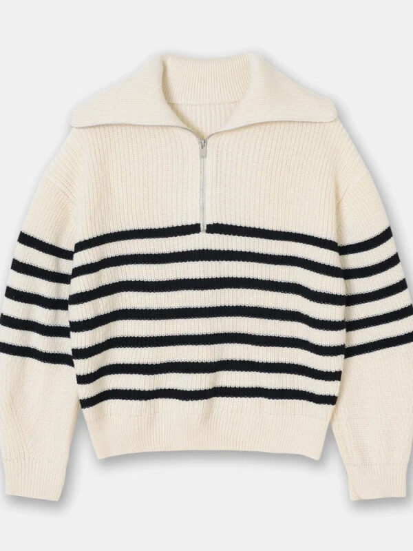 S5c7d5264ea97437e8acf5659e26f546e5.jpg Women's Turtleneck Loose Lapel Striped Knitwear Women Pulovers New Simplicity Half Zipper Casual Fashion Women Sweaters 2025