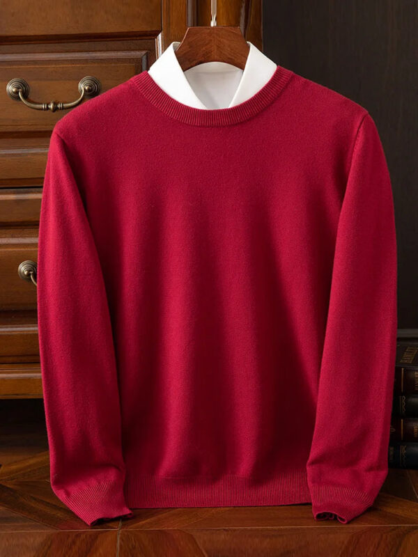 S5c9ea563cacc41a28a161955ab084575y.jpg Choice Men's Wool Sweater Autumn Winter New Round Neck Pullover Loose Solid Color Bottoming Shirt Long Sleeve Smart Casual Tops