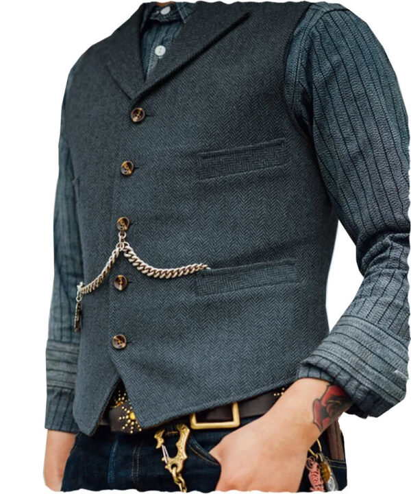 S5cb5040b1f9f45e9bce325e504e1e601g.jpg Wool Tweed Men's Suits Vest for Groomsmen Wedding Lapel Casual Slim Business Vests Sleeveless Waistcoat Male Gilet Homme Vests