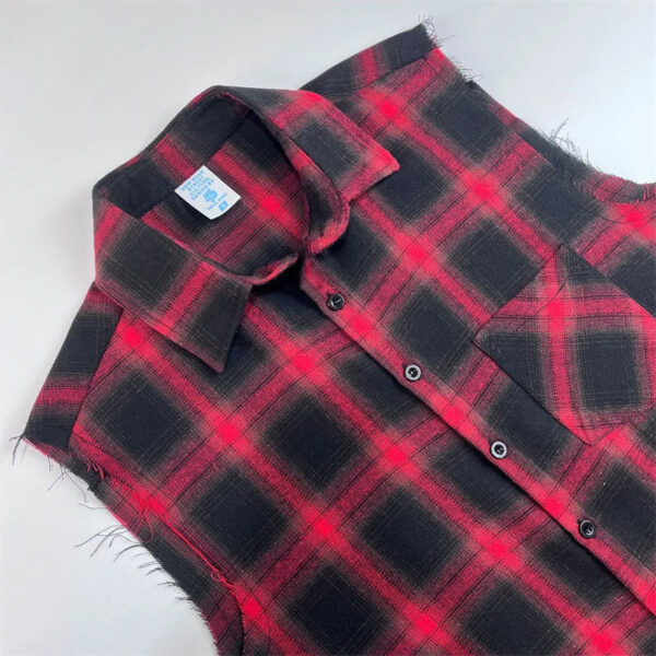 Men's Summer Fashion Casual Plaid Print Sleeveless T Shirt Vest Buckle Sanding 2023 Korean Style Mens Tank Tops Beach Vest