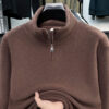 S5d96ae50b8334de59e14fc12a2c7b40cU.jpg 2025 Autumn/Winter New Men's Stand Up Collar Half Zipper Solid Color Hoodie with Velvet Versatile Warm Thick Top for Men