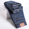 S5da719a9c31646ea896e2bec9f6eaba16.jpg Winter Fleece Thick Warm Jeans Men's Slim Straight Elastic Denim Pants Casual Male Clothing Fashion Plush Trousers