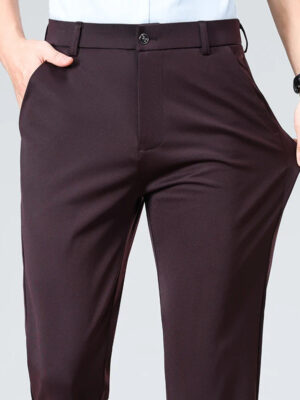 S5dd5cfd98c734a93990ea4972e82736b3.jpg Summer Autumn Thin Trousers Men Formal Dress Suit Pants Work Pants Quality Business Casual Pants Black Wine Red Long Pants
