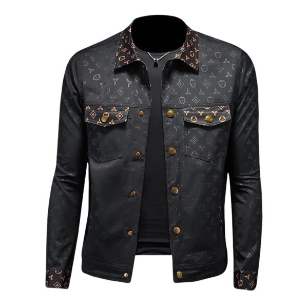 Men's Large Size Dark Flower Jacket Autumn Casual Lapel Slim Fit Handsome Trendy Men's Clothing