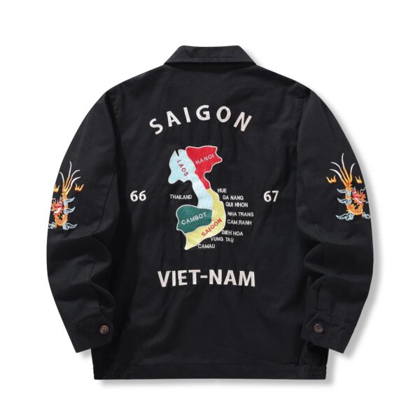 S5f1ef78e087b4d969a62242596b9b0e6h.jpg 1960's Vietnam War Sukajan Vntage Tokyo Windbreaker Retro Bomber Work Tiger Japanese VIET-NAM Embroidery Map Souvenir Jacket Men