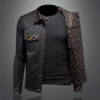 Men's Large Size Dark Flower Jacket Autumn Casual Lapel Slim Fit Handsome Trendy Men's Clothing