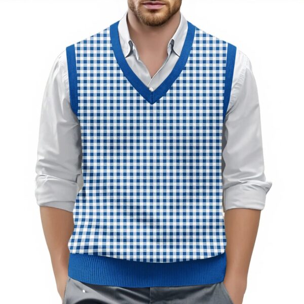 S5f8916129ae640ed8425d175f4b6d53dU.jpg Sleeveless Top For Man Chess Vest Waistcoat Diamond Grid Woolen Sweater Vest Sleeveless Jackets For Men Vest Men Chaleco Lana