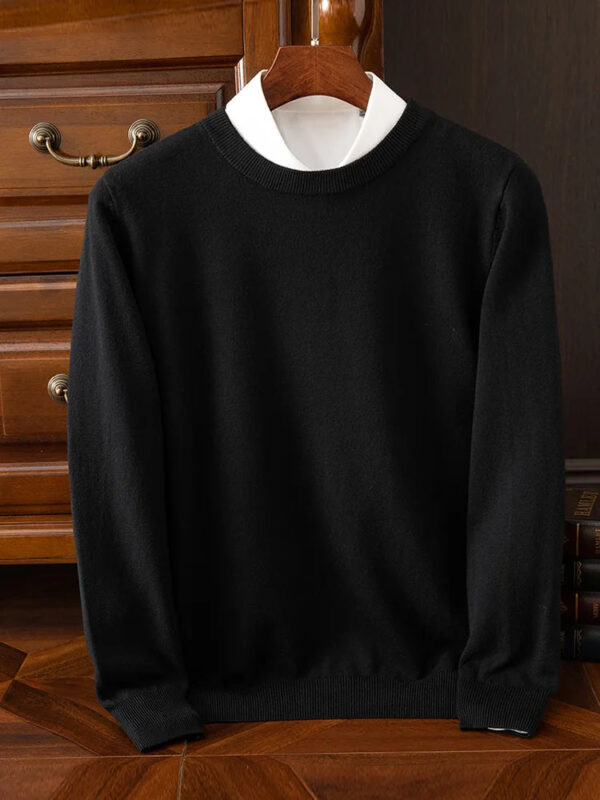 S5fce0a42464149128c2e2f8834261b60f.jpg Choice Men's Wool Sweater Autumn Winter New Round Neck Pullover Loose Solid Color Bottoming Shirt Long Sleeve Smart Casual Tops