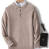 S603eb8d6865b451b8bab286ae223eb79a.jpg New Men's POLO Collar Sweater Autumn Winter Thick Long Sleeve Business Pullovers 100% Merino Wool Knitwear Shirt Basic Clothes