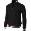 S60786389df3647b28fd45ff47ad7c15e3.jpg Thickened version2025 Autumn and Winter Men's Quarter-Zip Sweater Pure Cotton Mock Neck Knit Long Sleeve Pullover Sweater 560G