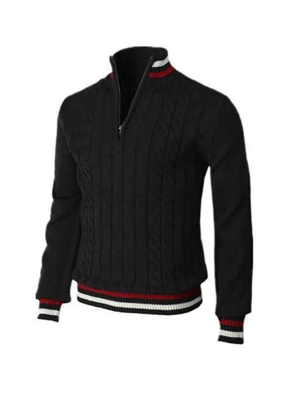 S60786389df3647b28fd45ff47ad7c15e3.jpg Thickened version2025 Autumn and Winter Men's Quarter-Zip Sweater Pure Cotton Mock Neck Knit Long Sleeve Pullover Sweater 560G