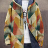 Unisex Retro Ethnic Pattern Print Plush Thick Long-Sleeved Sweater Cardigan Coat