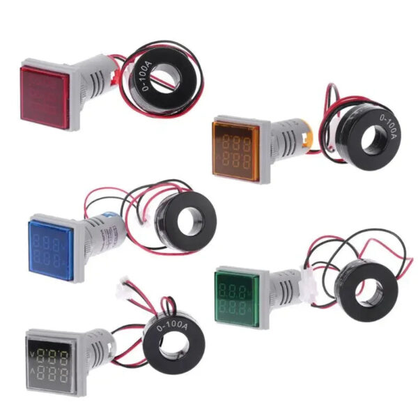 S6120703687bc432794c3e152da0e277fh.jpg Mini Digital Voltmeter Ammeter 22mm Square AC 20-500V 0-100A Amp Volt Voltage Tester Meter Dual LED Indicator Pilot Lamp Light