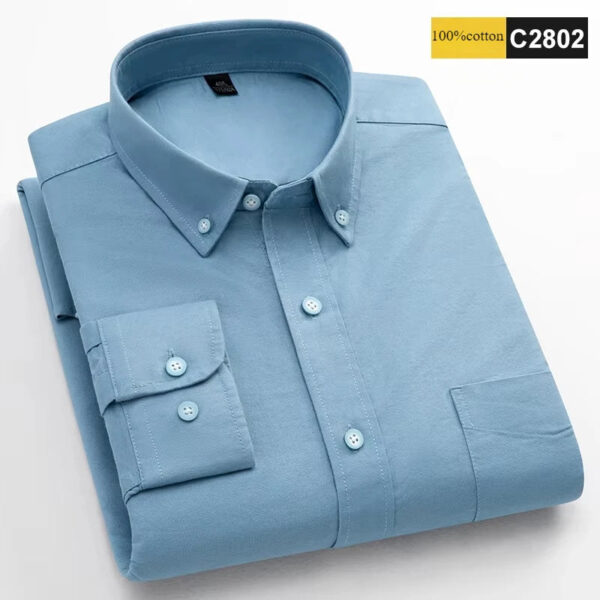 S61290e3c1b934596be32d59b5ce12a0bu.jpg New in shirt 100%cotton long-sleeve shirts for men fashion Casual plain shirt solid color Oxford single pocket top white clothes