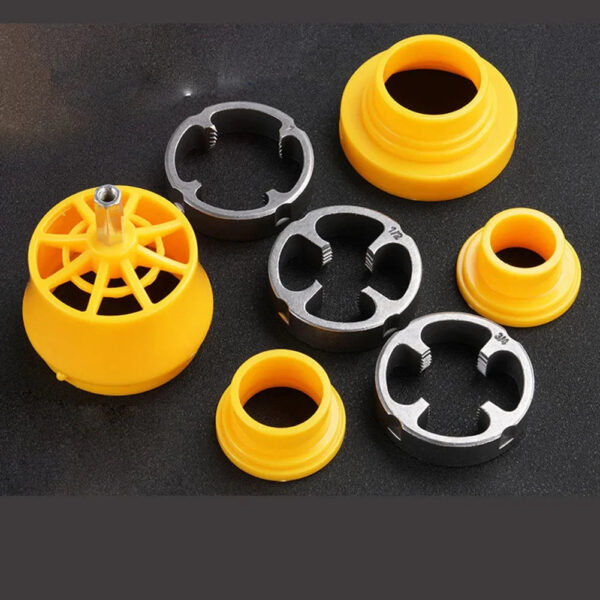 S61508f19363345409ad091f9ba6d3647p.jpg PVC Pipe Threader Kit With 1/2In 3/4 In 1 Inch Dies Pipe Threader Plastic Threading Device Electric Threading Machine Tool