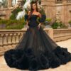 S617084b12333462892e1fc0698763fd2Y.jpg Amazing Luxury See Thru Floral Formal Dresses Gothic Wedding Gowns Long 3D Flower Women Dresses With Detachable Sleeves