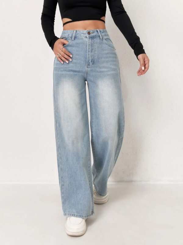S618e844813d24ec88a307df411407999M.jpg European and N Trend Washed Blue Wide Leg Jeans Women Jeans Women Comfortable Fashion All-matching Trend Jeans